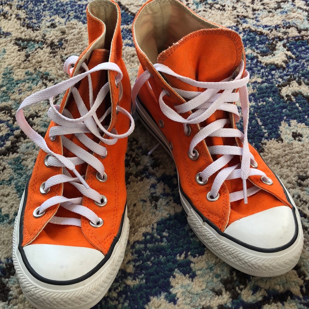 Converse Orange Chuck Taylor High Tops unisex 5 7